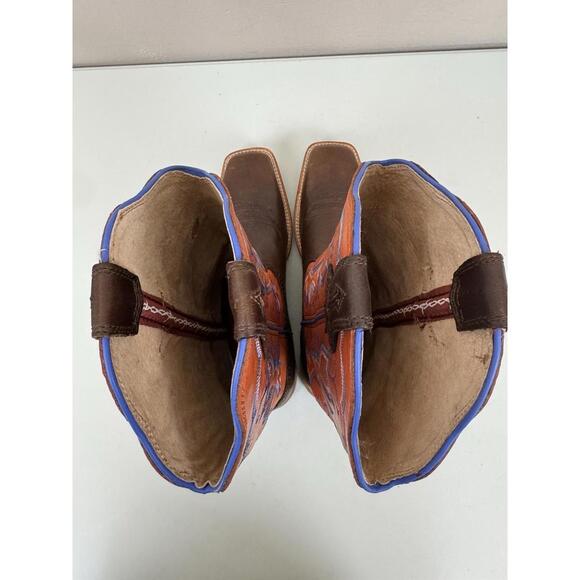 Twisted X Orange Brown Leather Cowboy Boots Womens 11 B Square Toe Western NWT - Picture 6 of 8